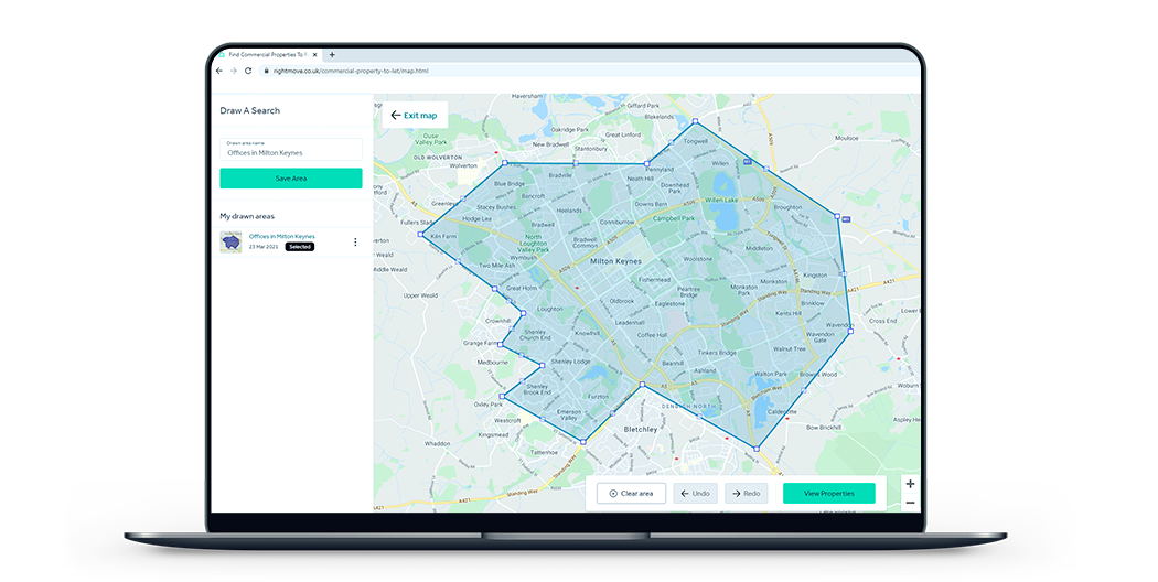 Draw your own search area to find your next commercial property